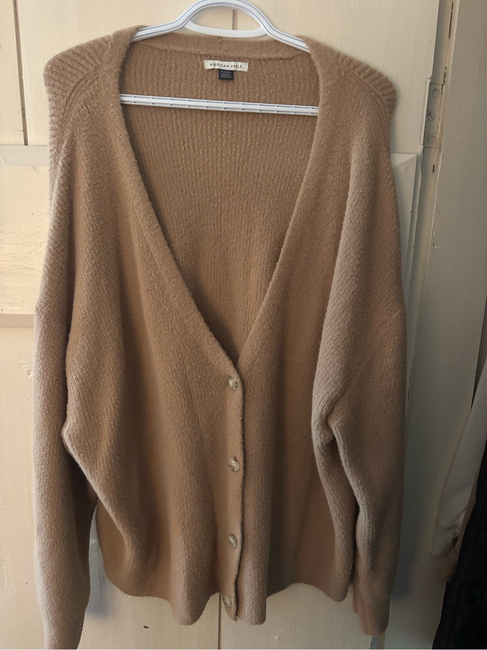 American Eagle Outfitters Tan V-Neck Button Front Cardigan